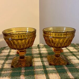 Set Of 2 Vintage Indiana Glass Mt. Vernon Amber Champagne/Sherbet Glasses